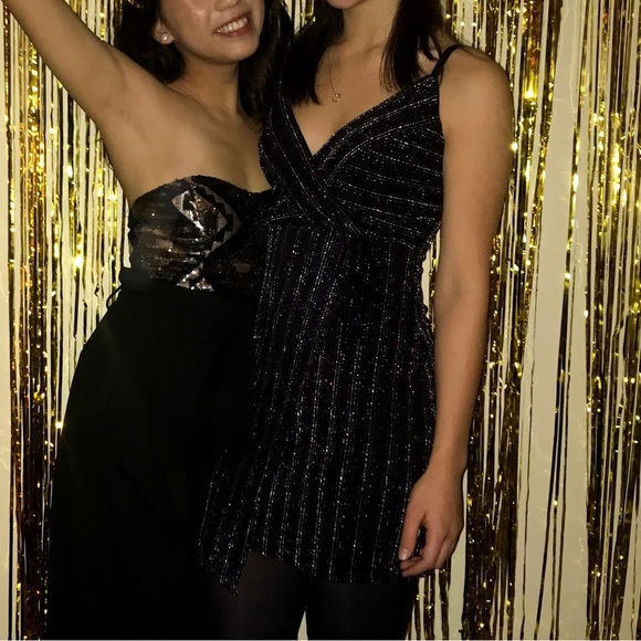 Francesca's Festive Sparkly Striped Dress - Picture 9 of 9